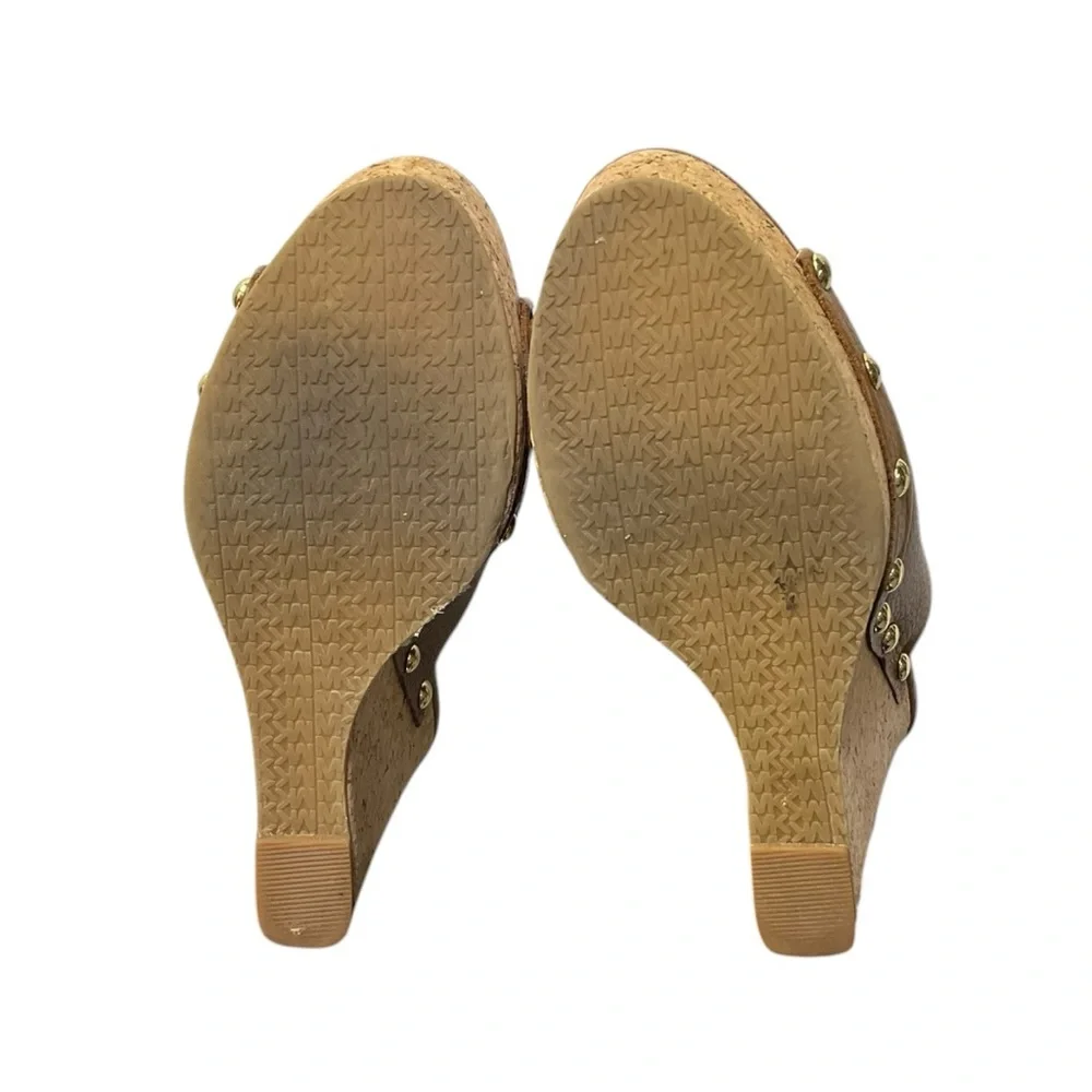 ✨ Michael Kors‎ Leather Studded Cork Wedge Sandals | Women’s 7.5M